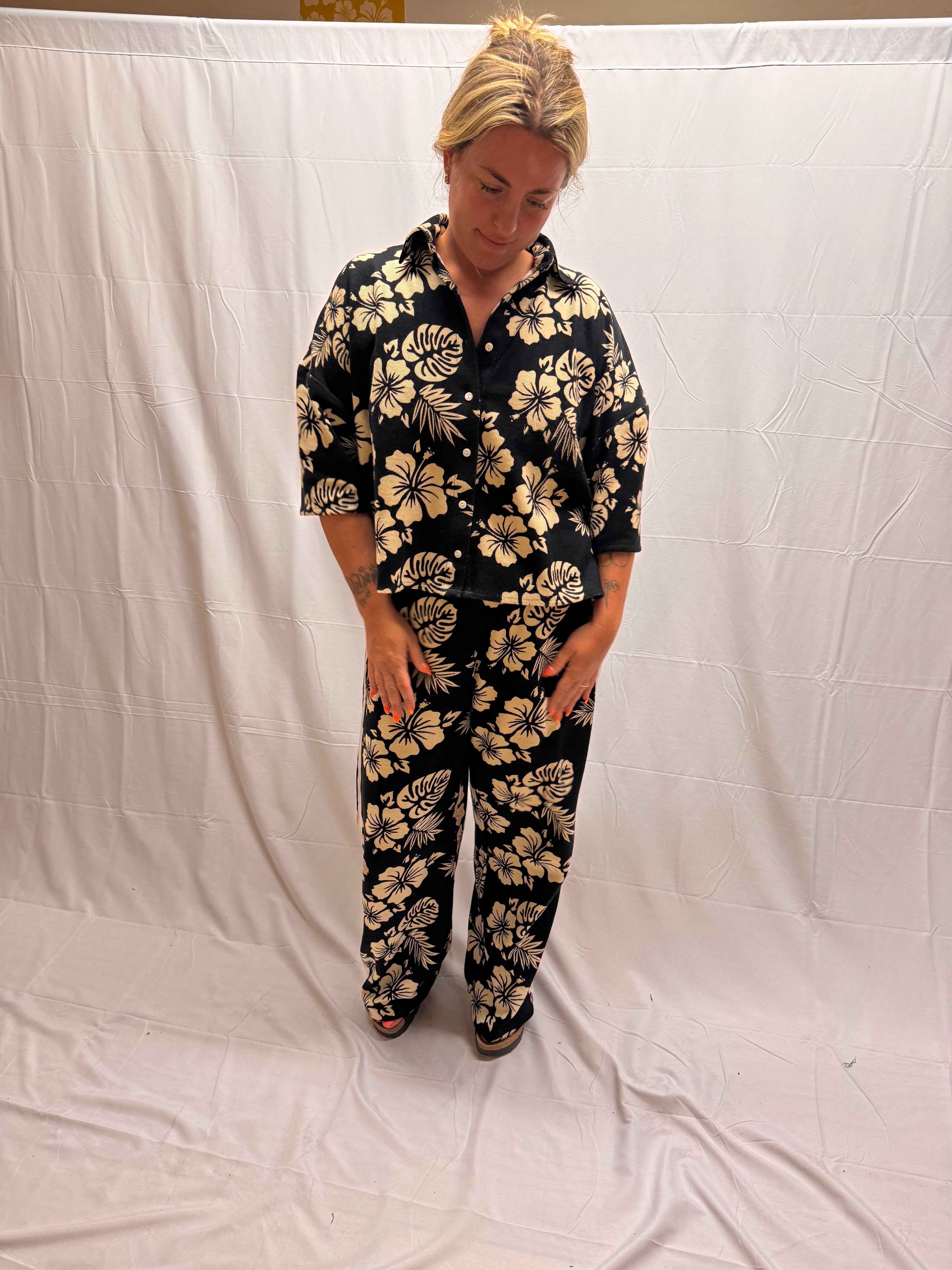 The Track Suit in Black with Cream